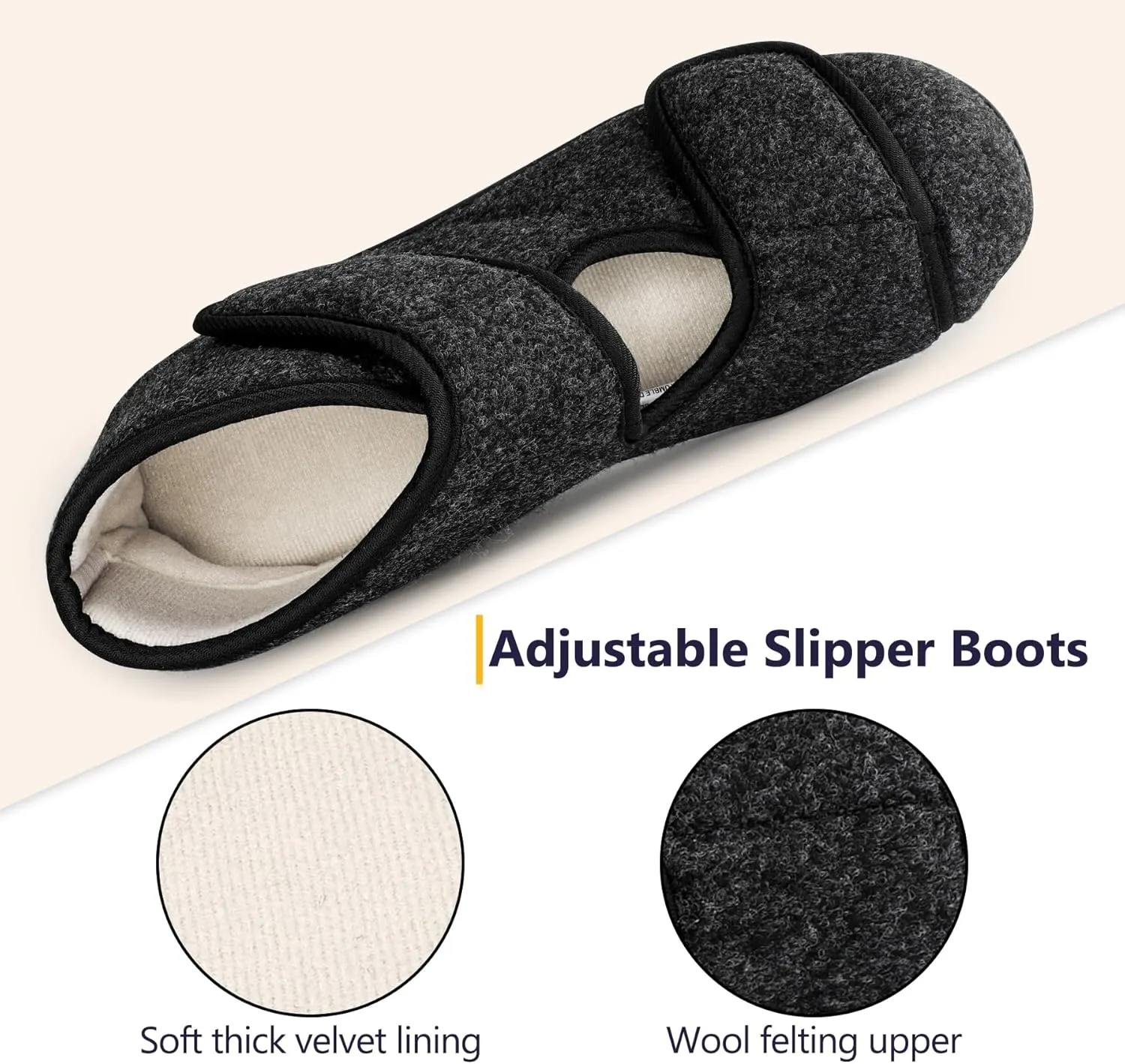 Men's Memory Foam Diabetic Slippers Comfortable Breathable Arthritis Edema Swollen House Shoes Adjustable Indoor/Outdoor Slip On Slippers