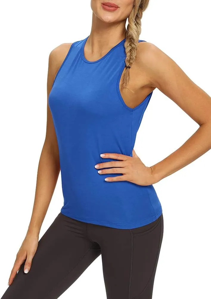 Mippo Workout Tops for Women Open Back Yoga Shirts Tank Tops Athletic Tops Gym Workout Clothes