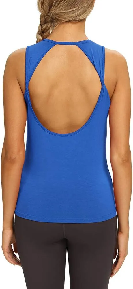 Mippo Workout Tops for Women Open Back Yoga Shirts Tank Tops Athletic Tops Gym Workout Clothes