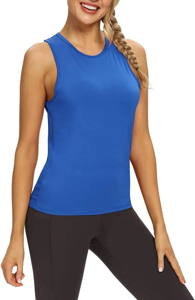 Mippo Workout Tops for Women Open Back Yoga Shirts Tank Tops Athletic Tops Gym Workout Clothes