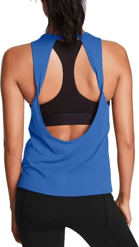 Mippo Workout Tops for Women Open Back Yoga Shirts Tank Tops Athletic Tops Gym Workout Clothes