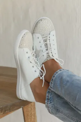 Nicki Sneaker White & Silver Champagne Spots