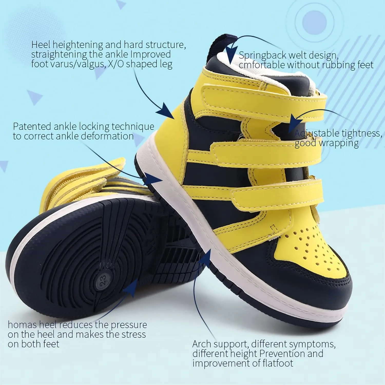 Orthopedic Shoes for Kids and Toddlers,Arch and Ankle Support Boots for Girls & Boys to Correct Foot Problems,Anti-Slip Soles