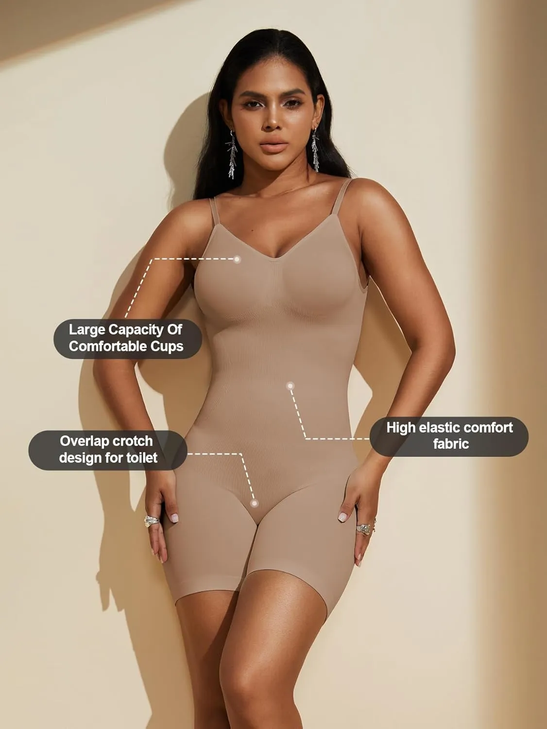 PAUKEE Women's Backless Shapewear Bodysuit Tummy control Shorts Seamless Body Shaper Sleeveless Jumpsuits Tops
