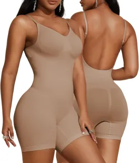 PAUKEE Women's Backless Shapewear Bodysuit Tummy control Shorts Seamless Body Shaper Sleeveless Jumpsuits Tops