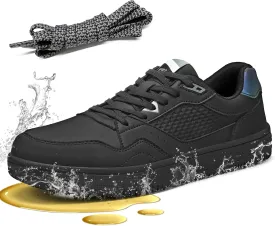 SPIEZ Non Slip Work Shoes Men Women, Oil Stain Slip Resistant Food Service Shoes, Breathable Lightweight Fashion Sneakers for Standing All Day Black US4.5-13.5