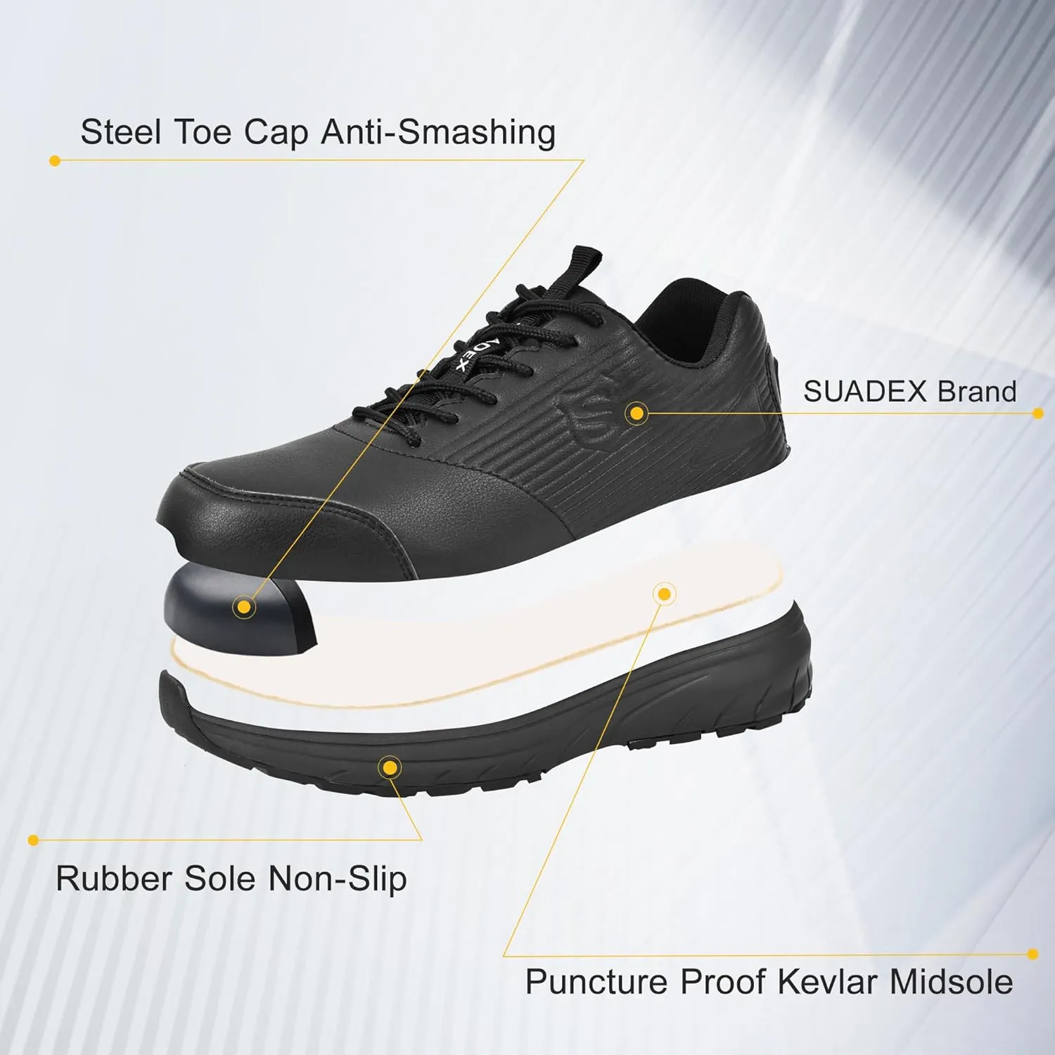 SUADEX Steel Toe Shoes for Men Women Safety Toe Work Shoes Breathable Steel Toe Sneakers Puncture Resistant