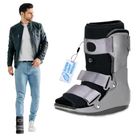 Superlight Walking Boot for Sprained Ankle, Foot Brace for Injured Foot, Stress Fracture, Broken Foot or Plantar Fasciitis. Air Liner. Short (X-Large)