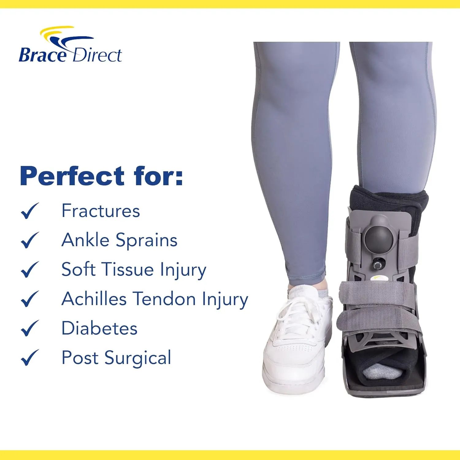 Ultra Light Air Short Walking Boot  Full-Shell Pneumatic Orthopedic Boot for Foot & Ankle Fractures, Sprains, Achilles Injury Recovery PDAC L4360/L4361  Size Small (US Shoe Men