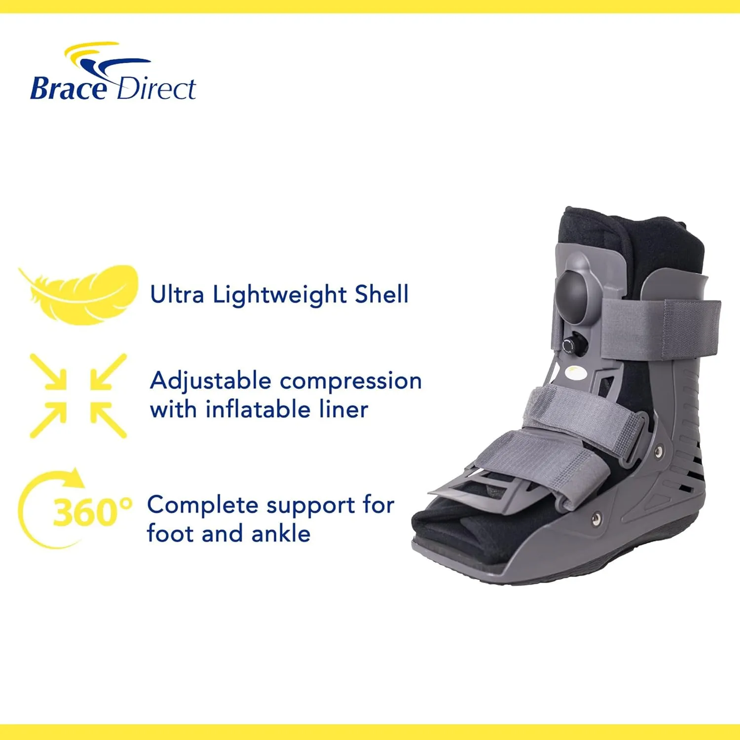 Ultra Light Air Short Walking Boot  Full-Shell Pneumatic Orthopedic Boot for Foot & Ankle Fractures, Sprains, Achilles Injury Recovery PDAC L4360/L4361  Size Small (US Shoe Men