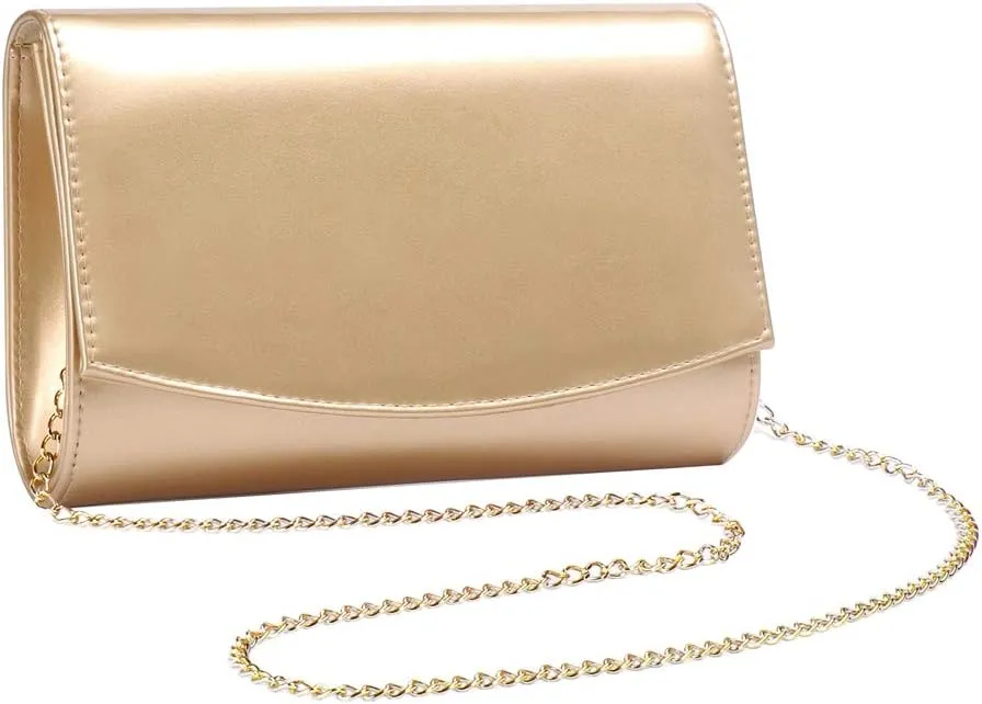 WALLYN'S Women Patent Leather Wallets Fashion Clutch Purses, Evening Bag Handbag Solid Color