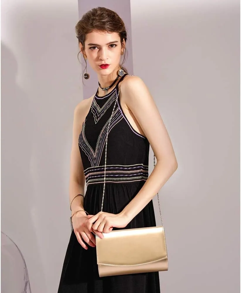 WALLYN'S Women Patent Leather Wallets Fashion Clutch Purses, Evening Bag Handbag Solid Color