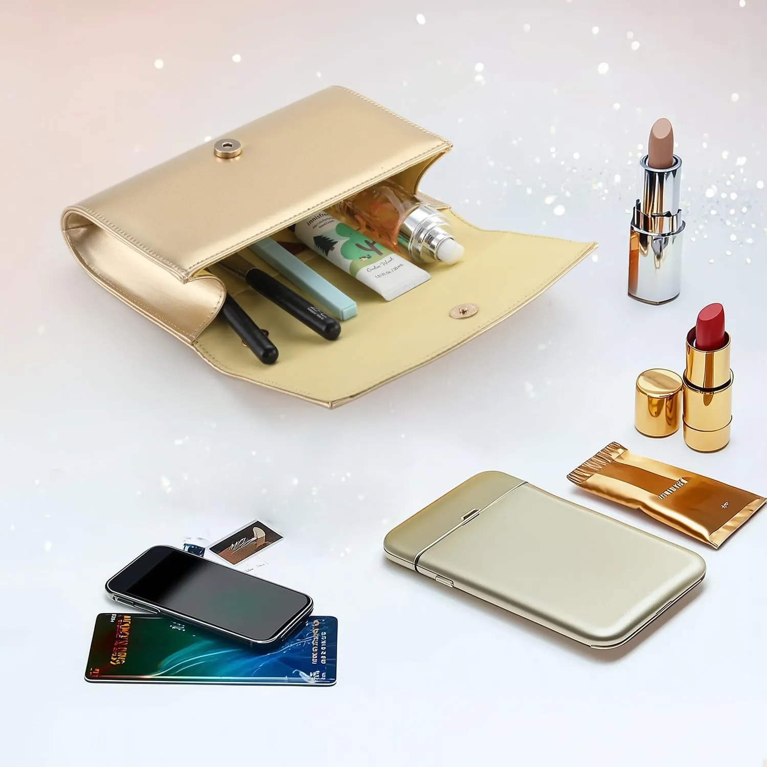 WALLYN'S Women Patent Leather Wallets Fashion Clutch Purses, Evening Bag Handbag Solid Color