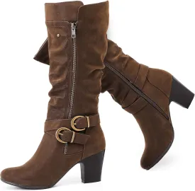 Women's Slouchy Knee High Boots Riding Combat Boots with Chunky Heel,Comfortable and Fashionable for Fall and Winter Wear for Women.