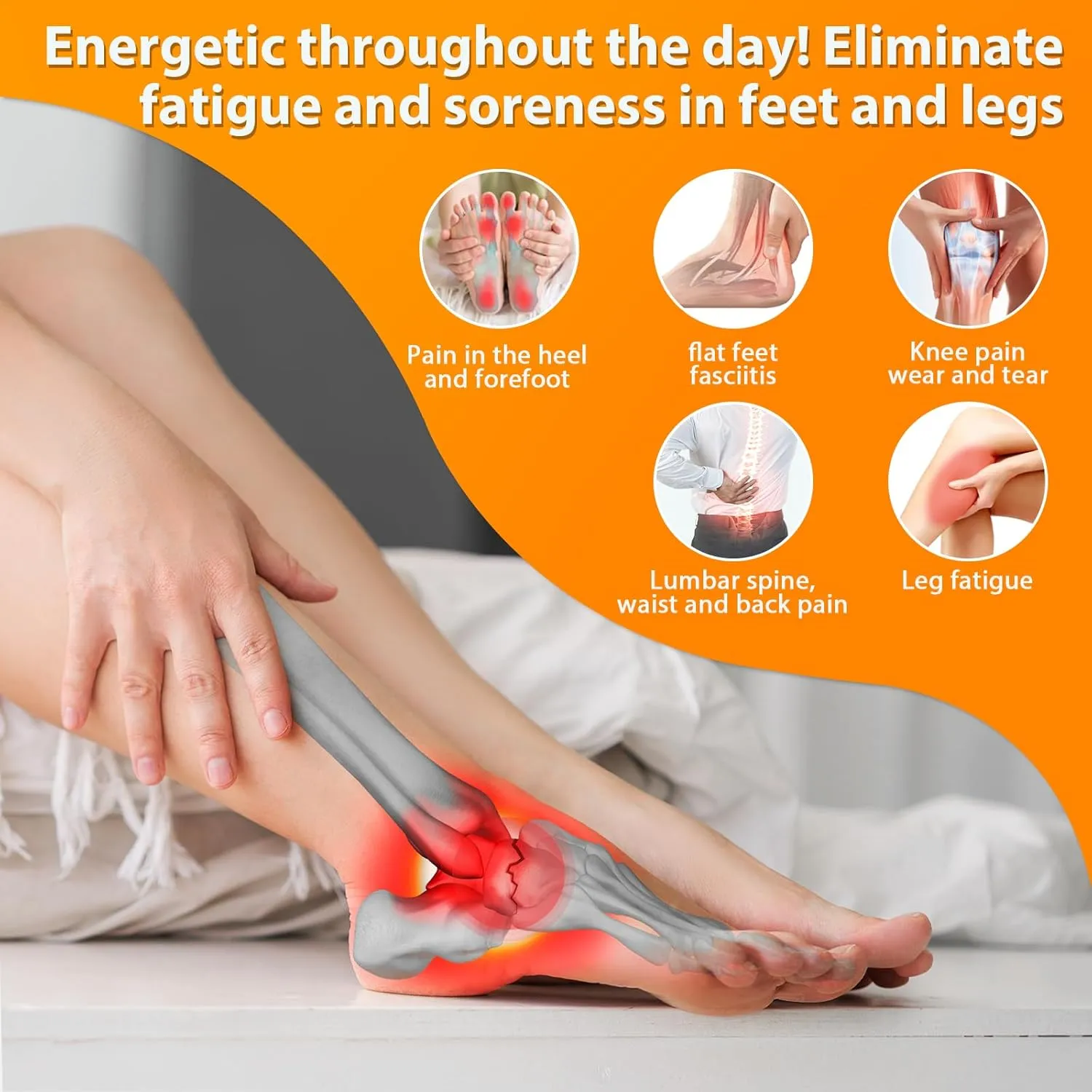 Work Boot Insoles for Standing All Day, High Arch Support Orthotic Shoe Inserts Relief Plantar Fasciitis, Flat Feet, Achilles Tendonitis - Women Men Memory Foam Cloud Step Gel Insoles -M(Men's 8-9)