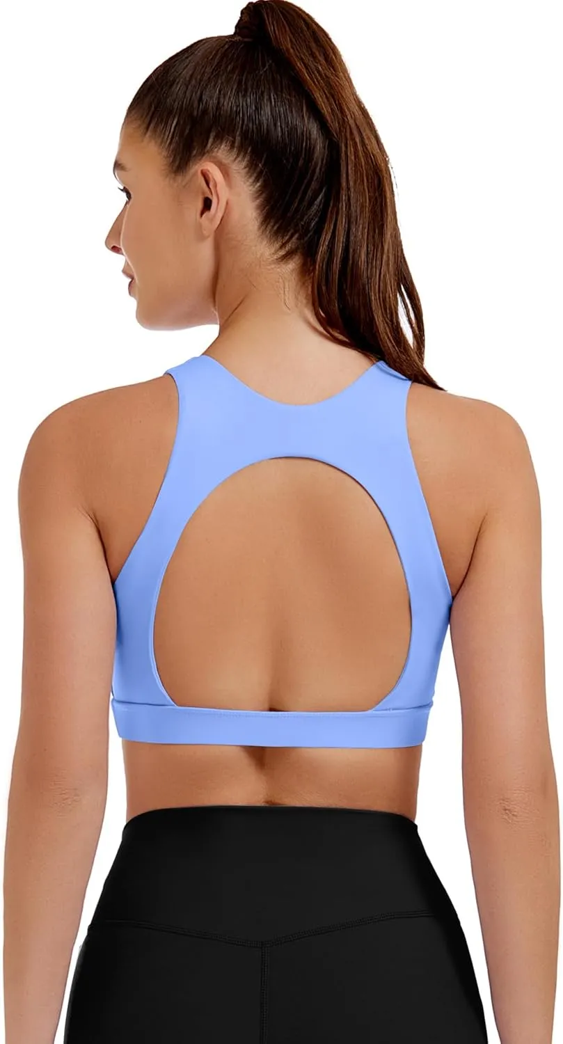 XUNYU Sports Bras for Women High Support Padded Workout Tank Tops Built in Bra Push Up Crop Yoga Athletic Top Open Back