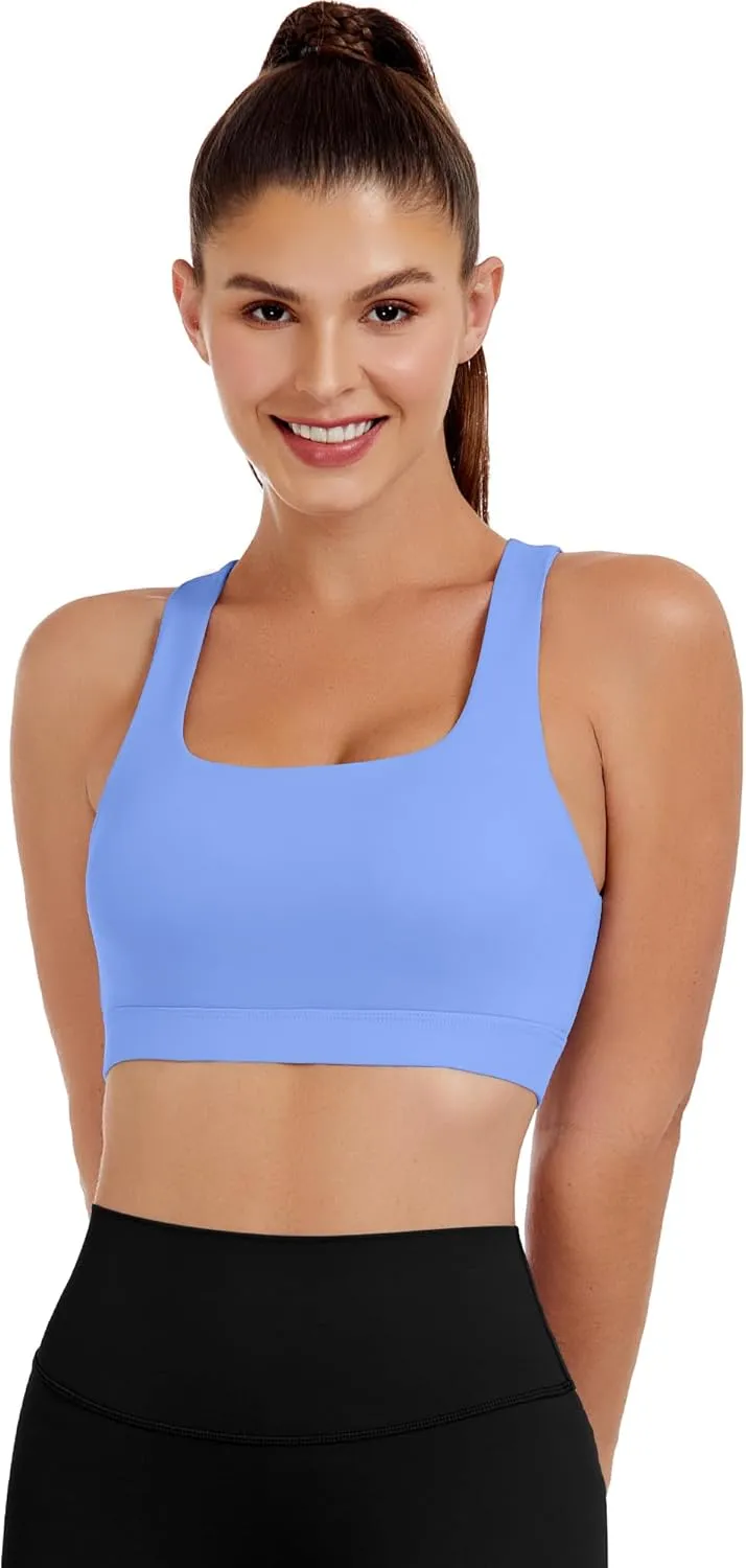 XUNYU Sports Bras for Women High Support Padded Workout Tank Tops Built in Bra Push Up Crop Yoga Athletic Top Open Back