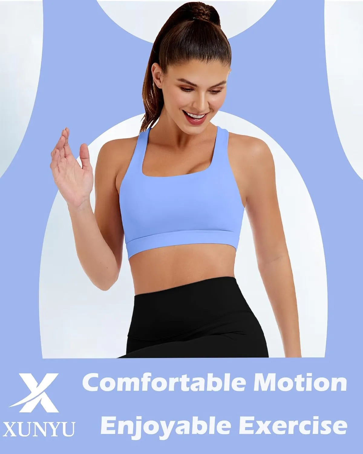 XUNYU Sports Bras for Women High Support Padded Workout Tank Tops Built in Bra Push Up Crop Yoga Athletic Top Open Back