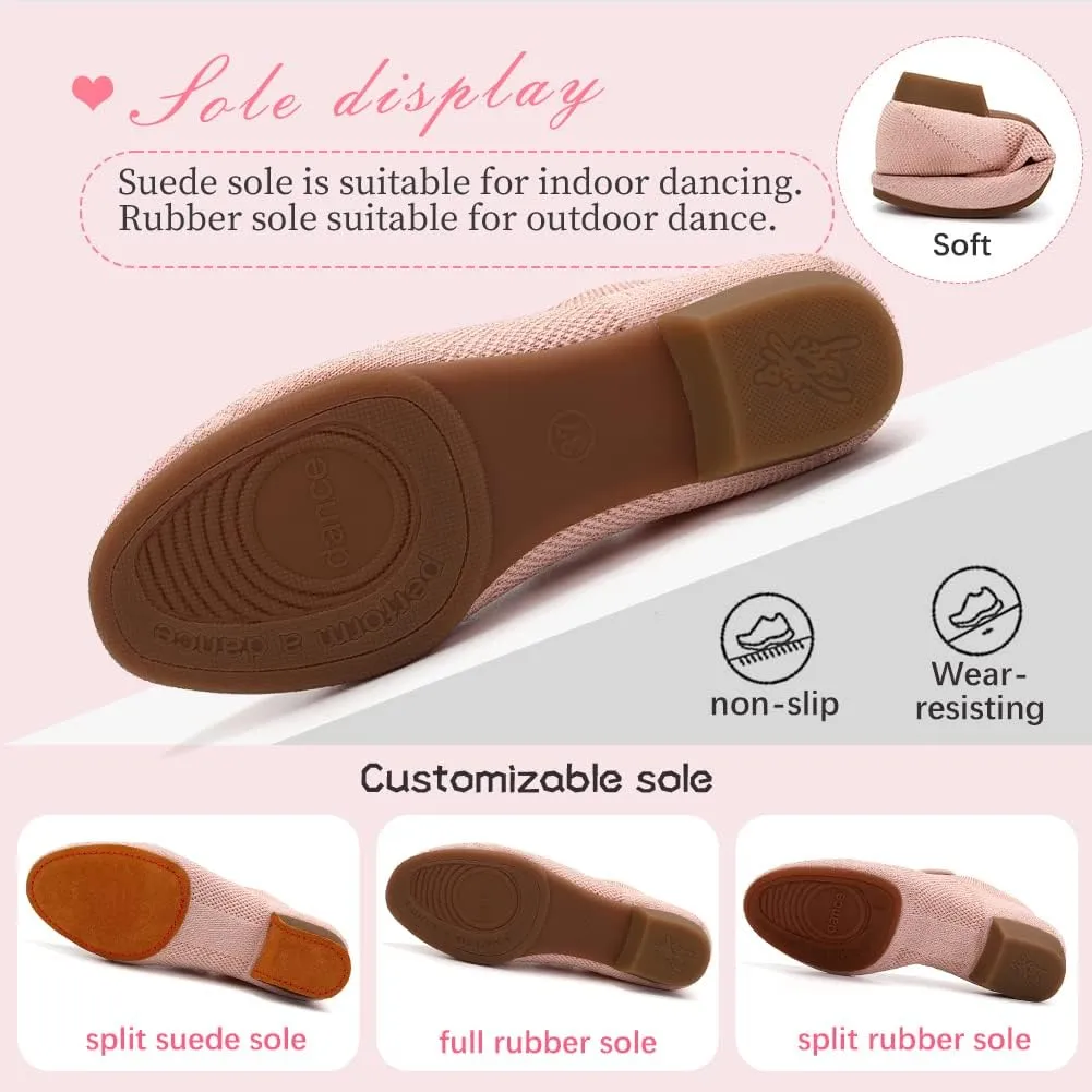 YKXLM Women Standard Practice Social Dance Sneaker Beginner Dance Practice Shoes for Women Low Heel Ballroom