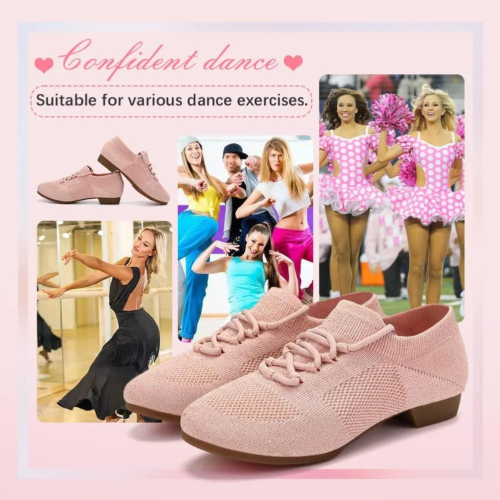 YKXLM Women Standard Practice Social Dance Sneaker Beginner Dance Practice Shoes for Women Low Heel Ballroom