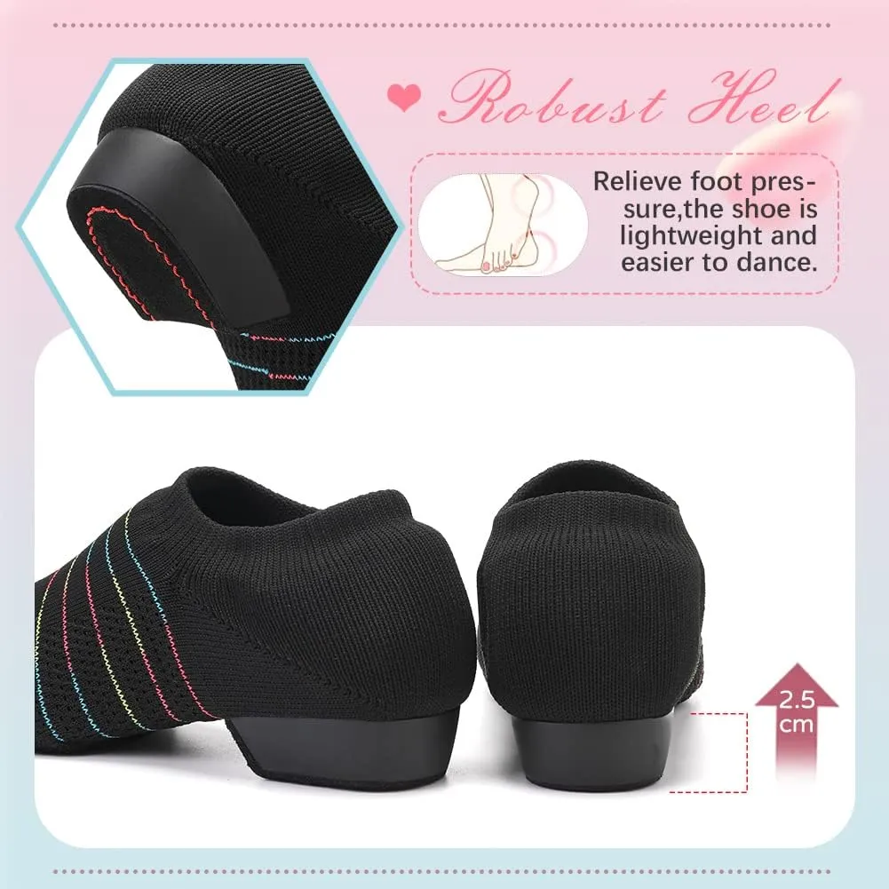 YKXLM Women Standard Social Practice Dance Sneaker Beginner Dance Practice Low Heel Ballroom Shoes for Women