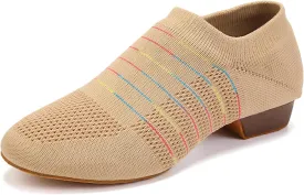 YKXLM Women Standard Social Practice Dance Sneaker Beginner Dance Practice Low Heel Ballroom Shoes for Women