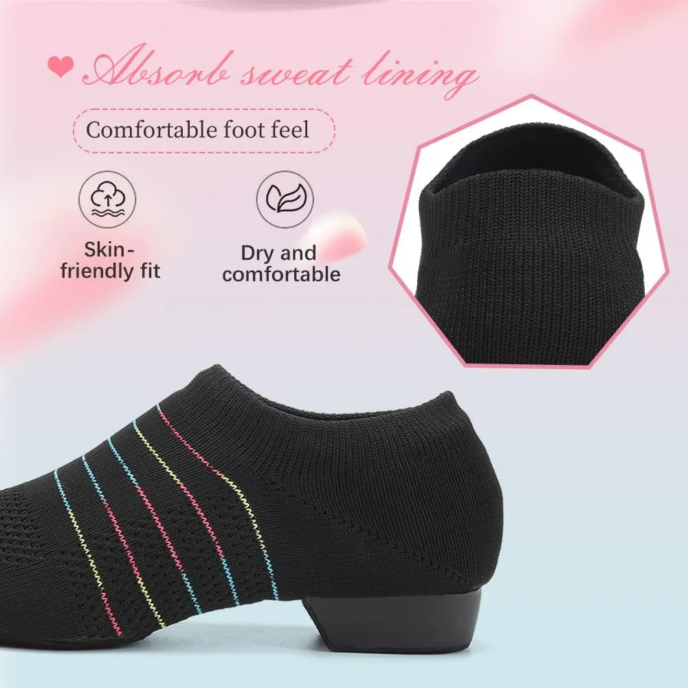 YKXLM Women Standard Social Practice Dance Sneaker Beginner Dance Practice Low Heel Ballroom Shoes for Women