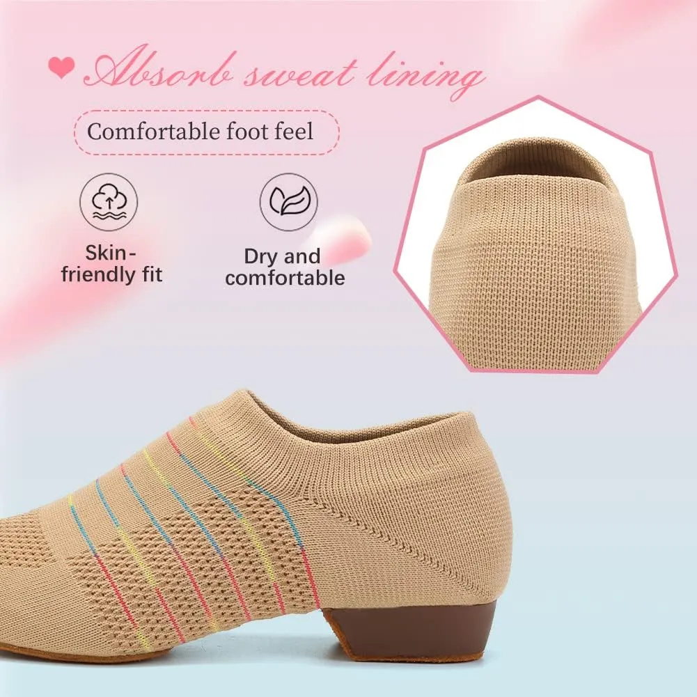 YKXLM Women Standard Social Practice Dance Sneaker Beginner Dance Practice Low Heel Ballroom Shoes for Women
