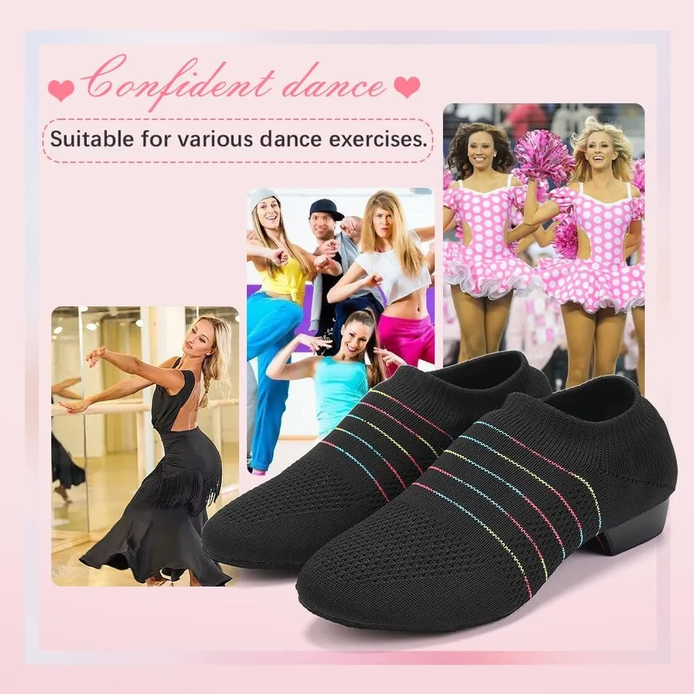 YKXLM Women Standard Social Practice Dance Sneaker Beginner Dance Practice Low Heel Ballroom Shoes for Women