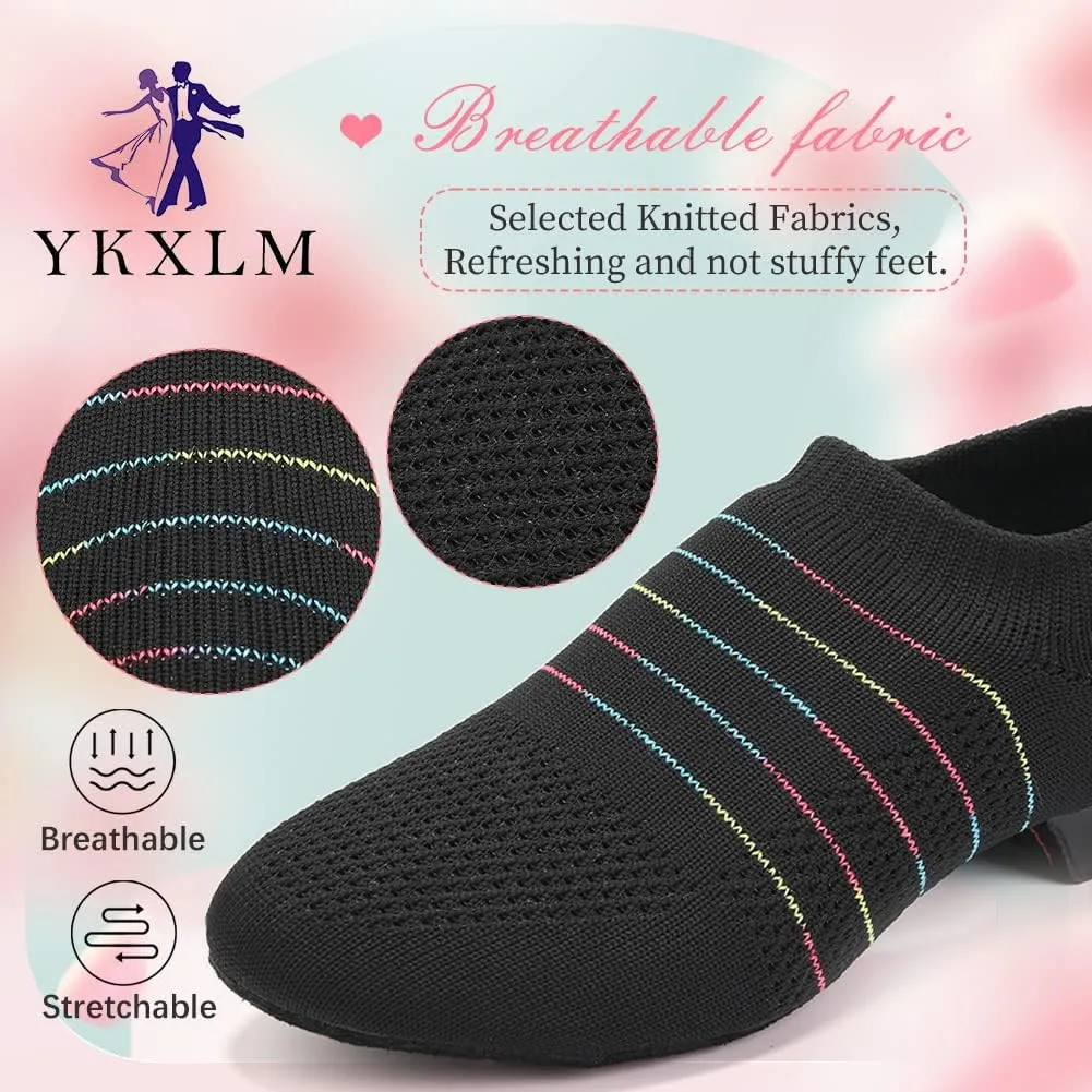 YKXLM Women Standard Social Practice Dance Sneaker Beginner Dance Practice Low Heel Ballroom Shoes for Women